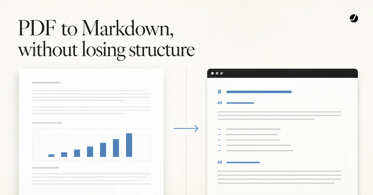 A PDF page displayed beside structured Markdown