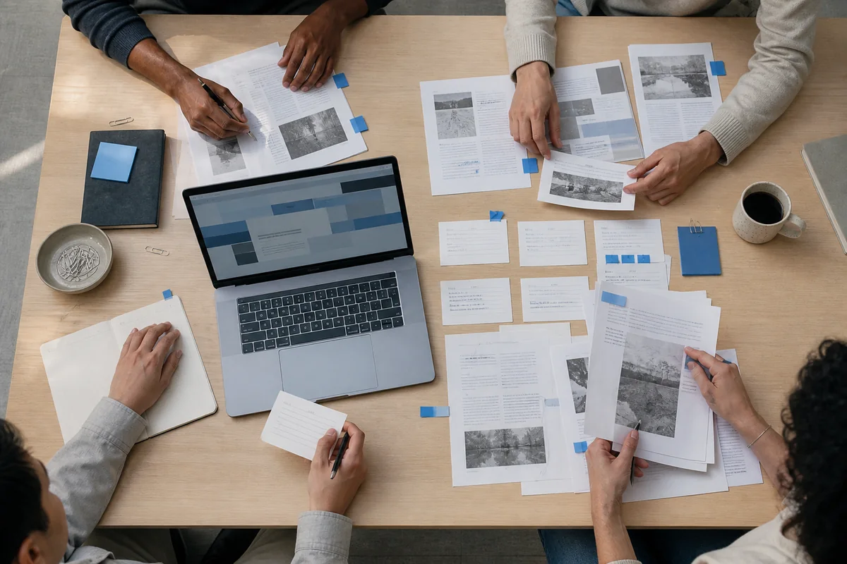 A research team organizing source documents for a knowledge base